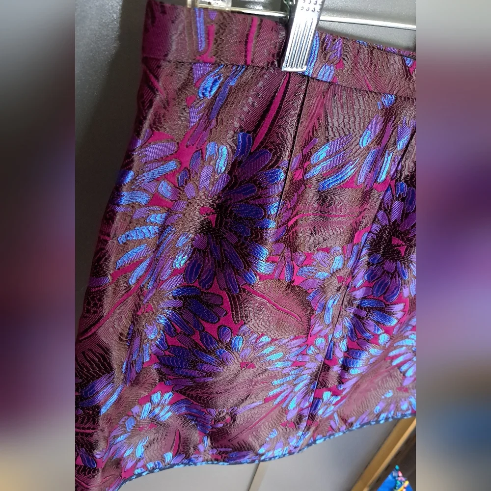 J.Crew • Vibrant GORGEOUS Floral Jacquard Neon Purple Blue Mini Pencil Skirt 12 - Picture 12 of 17